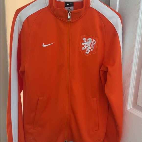 Nike Jackets & Blazers - NIKE Bright Orange Jacket with White Trim